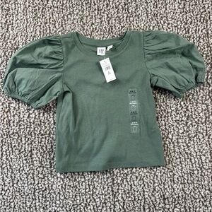 GAP Kids Olive Puff Sleeve Tee